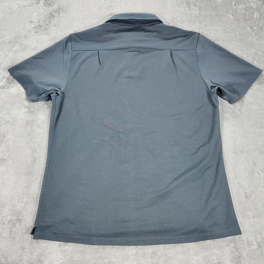 Unbound Merino Polo Shirt Mens Large Gray Solid Merino Wool Blend Knit Casual